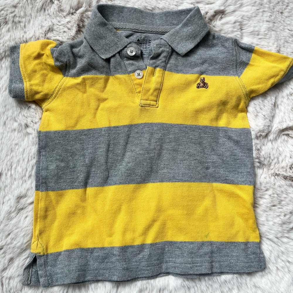 Baby Gap.  Boys polo.  Yellow and Grey.  12-18 months.